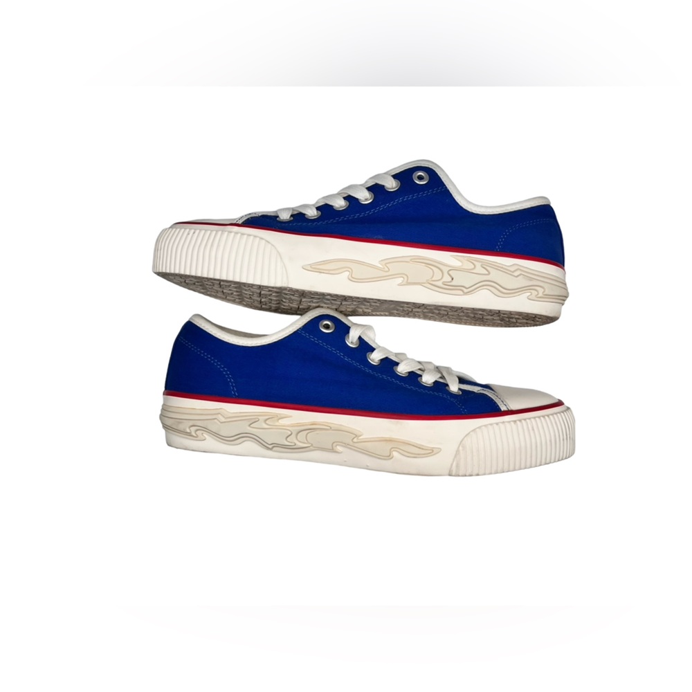 Sandro Paris Women’s Blue Canvas Tie Sneakers Trainers Flame Soles Sz 7 Festival - Picture 4 of 9